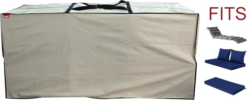 acoveritt Outdoor Rectangular Cushion/Cover Storage Bag, Protective Zippered Storage Bags with Handles, 60"X20"X28" Beige - Image 5